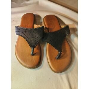 Womens City Classified Comfort Black Lace Style Leatherette Sandals Size 7.5